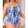 imageYonique Women Plus Size One Piece Swimsuits Tummy Control Bathing Suits Vintage SwimwearBlue Tie Dye