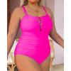 imageYonique Women Plus Size One Piece Swimsuits Tummy Control Bathing Suits Vintage SwimwearHot Pink