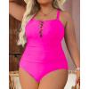 imageYonique Women Plus Size One Piece Swimsuits Tummy Control Bathing Suits Vintage SwimwearHot Pink