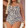 imageYonique Women Plus Size One Piece Swimsuits Tummy Control Bathing Suits Vintage SwimwearLeopard1