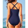 imageYonique Women Plus Size One Piece Swimsuits Tummy Control Bathing Suits Vintage SwimwearNavy Blue