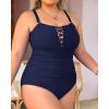 imageYonique Women Plus Size One Piece Swimsuits Tummy Control Bathing Suits Vintage SwimwearNavy Blue