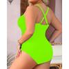 imageYonique Women Plus Size One Piece Swimsuits Tummy Control Bathing Suits Vintage SwimwearNeon Gren