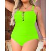 imageYonique Women Plus Size One Piece Swimsuits Tummy Control Bathing Suits Vintage SwimwearNeon Gren