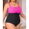imageYonique Women Plus Size One Piece Swimsuits Tummy Control Bathing Suits Vintage SwimwearNeon Pink and Black