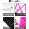 imageYonique Women Plus Size One Piece Swimsuits Tummy Control Bathing Suits Vintage SwimwearNeon Pink and Black