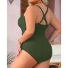 imageYonique Women Plus Size One Piece Swimsuits Tummy Control Bathing Suits Vintage SwimwearOlive Green