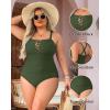 imageYonique Women Plus Size One Piece Swimsuits Tummy Control Bathing Suits Vintage SwimwearOlive Green
