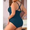 imageYonique Women Plus Size One Piece Swimsuits Tummy Control Bathing Suits Vintage SwimwearPeacock Blue