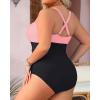 imageYonique Women Plus Size One Piece Swimsuits Tummy Control Bathing Suits Vintage SwimwearPink