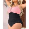 imageYonique Women Plus Size One Piece Swimsuits Tummy Control Bathing Suits Vintage SwimwearPink