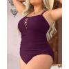 imageYonique Women Plus Size One Piece Swimsuits Tummy Control Bathing Suits Vintage SwimwearPurple