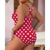 imageYonique Women Plus Size One Piece Swimsuits Tummy Control Bathing Suits Vintage SwimwearRed  White Dots