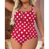 imageYonique Women Plus Size One Piece Swimsuits Tummy Control Bathing Suits Vintage SwimwearRed  White Dots