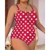imageYonique Women Plus Size One Piece Swimsuits Tummy Control Bathing Suits Vintage SwimwearRed  White Dots