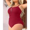 imageYonique Women Plus Size One Piece Swimsuits Tummy Control Bathing Suits Vintage SwimwearRed