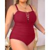 imageYonique Women Plus Size One Piece Swimsuits Tummy Control Bathing Suits Vintage SwimwearRed