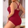 imageYonique Women Plus Size One Piece Swimsuits Tummy Control Bathing Suits Vintage SwimwearRed