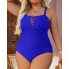 imageYonique Women Plus Size One Piece Swimsuits Tummy Control Bathing Suits Vintage SwimwearRoyal Blue 01