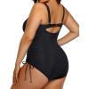 imageYonique Women Plus Size One Piece Swimsuits Tummy Control Bathing Suits Vintage SwimwearSolid Black