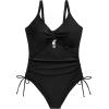 imageYonique Women Plus Size One Piece Swimsuits Tummy Control Bathing Suits Vintage SwimwearSolid Black