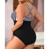 imageYonique Women Plus Size One Piece Swimsuits Tummy Control Bathing Suits Vintage SwimwearStripe  Black