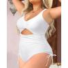imageYonique Women Plus Size One Piece Swimsuits Tummy Control Bathing Suits Vintage SwimwearWhite