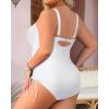 imageYonique Women Plus Size One Piece Swimsuits Tummy Control Bathing Suits Vintage SwimwearWhite