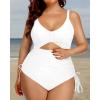 imageYonique Women Plus Size One Piece Swimsuits Tummy Control Bathing Suits Vintage SwimwearWhite