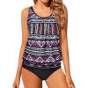 imageYonique Blouson Tankini Swimsuits for Women Loose Fit Floral Printed Modest Two Piece Bathing SuitsTribal