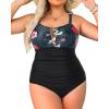 imageYonique Women Plus Size One Piece Swimsuits Tummy Control Bathing Suits Vintage SwimwearBlack Floral