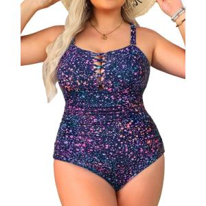 imageYonique Women Plus Size One Piece Swimsuits Tummy Control Bathing Suits Vintage SwimwearStar