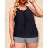 imageYonique Plus Size Tankini Swimsuits for Women Blouson Tankini Tops with Swim Shorts Two Piece Bathing SuitsBlack  Stripes