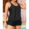 imageYonique Plus Size Tankini Swimsuits for Women Blouson Tankini Tops with Swim Shorts Two Piece Bathing SuitsBlack