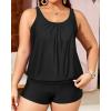 imageYonique Plus Size Tankini Swimsuits for Women Blouson Tankini Tops with Swim Shorts Two Piece Bathing SuitsBlack