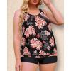 imageYonique Plus Size Tankini Swimsuits for Women Blouson Tankini Tops with Swim Shorts Two Piece Bathing SuitsBlack Orange Floral