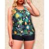 imageYonique Plus Size Tankini Swimsuits for Women Blouson Tankini Tops with Swim Shorts Two Piece Bathing SuitsBlack and Green Floral