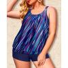 imageYonique Plus Size Tankini Swimsuits for Women Blouson Tankini Tops with Swim Shorts Two Piece Bathing SuitsBlue Colorful Galaxy