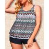 imageYonique Plus Size Tankini Swimsuits for Women Blouson Tankini Tops with Swim Shorts Two Piece Bathing SuitsGeometric