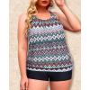 imageYonique Plus Size Tankini Swimsuits for Women Blouson Tankini Tops with Swim Shorts Two Piece Bathing SuitsGeometric
