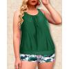 imageYonique Plus Size Tankini Swimsuits for Women Blouson Tankini Tops with Swim Shorts Two Piece Bathing SuitsGreen Leaf