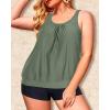imageYonique Plus Size Tankini Swimsuits for Women Blouson Tankini Tops with Swim Shorts Two Piece Bathing SuitsLight Army Green