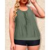 imageYonique Plus Size Tankini Swimsuits for Women Blouson Tankini Tops with Swim Shorts Two Piece Bathing SuitsLight Army Green