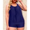 imageYonique Plus Size Tankini Swimsuits for Women Blouson Tankini Tops with Swim Shorts Two Piece Bathing SuitsNavy Blue