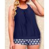 imageYonique Plus Size Tankini Swimsuits for Women Blouson Tankini Tops with Swim Shorts Two Piece Bathing SuitsNavy Blue Geometry