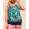 imageYonique Plus Size Tankini Swimsuits for Women Blouson Tankini Tops with Swim Shorts Two Piece Bathing SuitsNavy Leaves