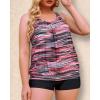 imageYonique Plus Size Tankini Swimsuits for Women Blouson Tankini Tops with Swim Shorts Two Piece Bathing SuitsPink