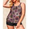 imageYonique Plus Size Tankini Swimsuits for Women Blouson Tankini Tops with Swim Shorts Two Piece Bathing SuitsPink Mandala Geometric