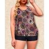 imageYonique Plus Size Tankini Swimsuits for Women Blouson Tankini Tops with Swim Shorts Two Piece Bathing SuitsPink Mandala Geometric