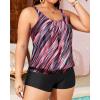imageYonique Plus Size Tankini Swimsuits for Women Blouson Tankini Tops with Swim Shorts Two Piece Bathing SuitsPink Stripe 02